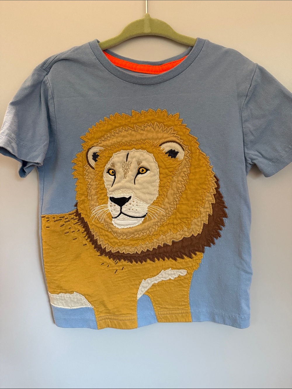 Mini Boden Light Blue Tee with Golden Lion Applique